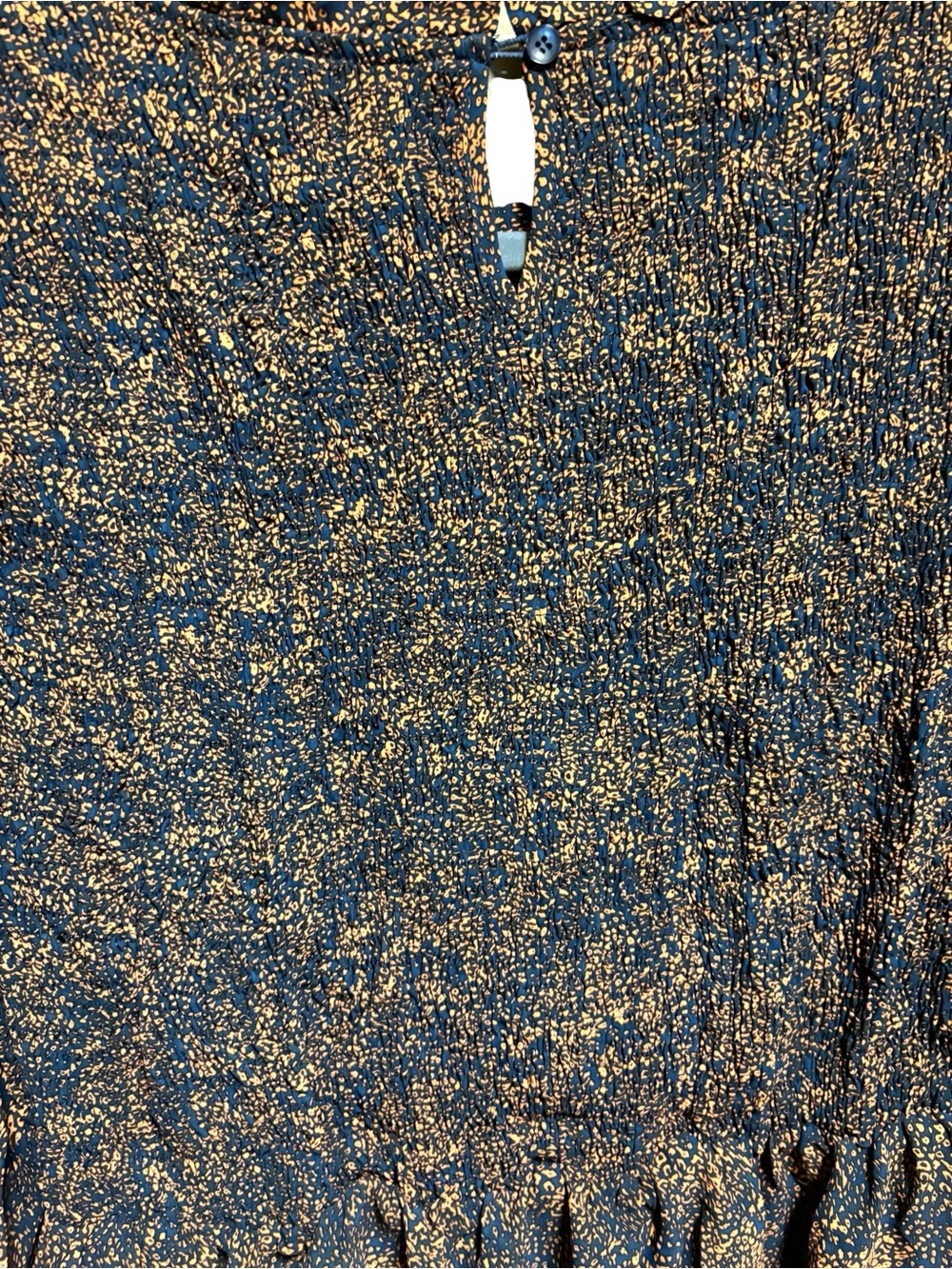NWT Tulip B Vintage Inspired Navy Rust Long-Sleeve Smocked Top Dress Pockets - Picture 7 of 9